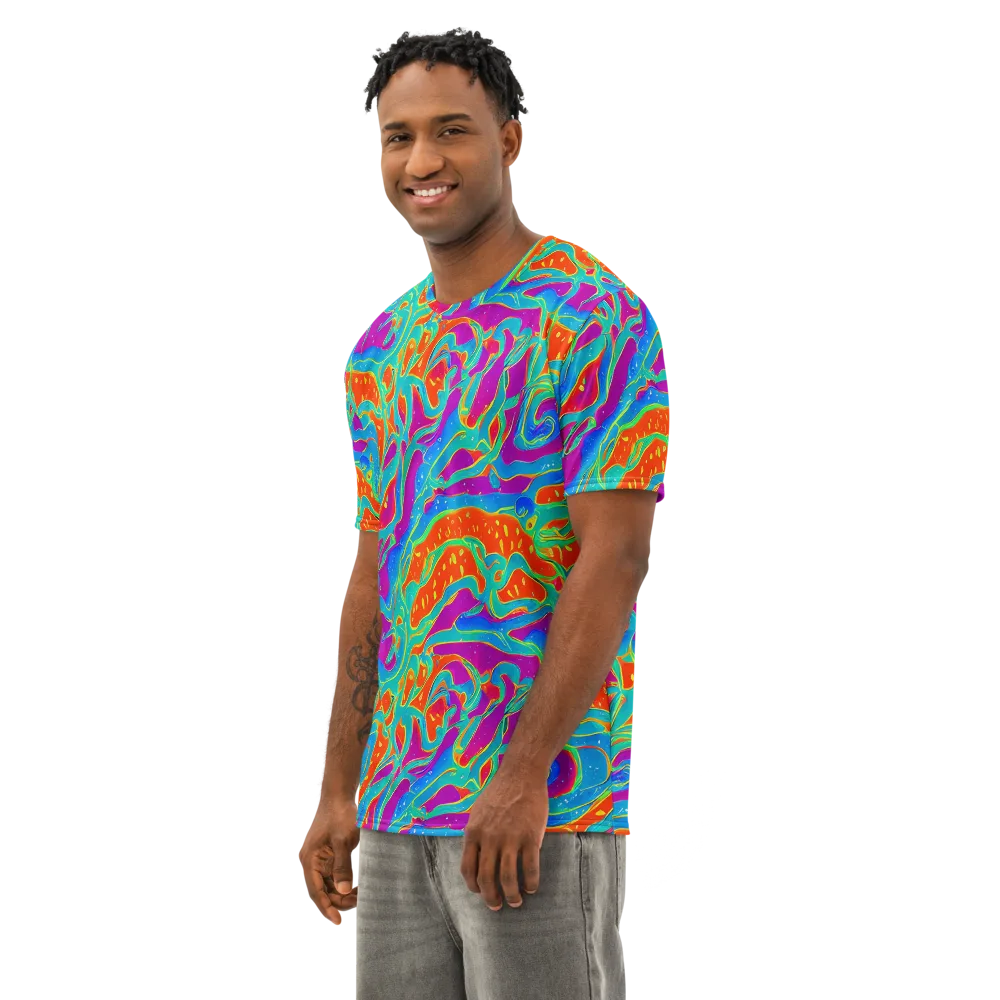 Magma Current on Men's Cotton Crew Neck T-Shirt — Left Front