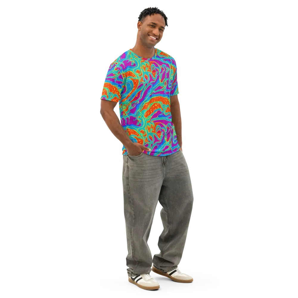 Magma Current on Men's Cotton Crew Neck T-Shirt — Right Front