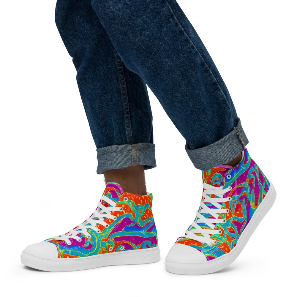 Magma Current on Men's High Top Canvas Shoes — Left