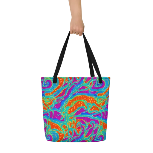 Magma Current on a Large Tote Bag W/ Pocket