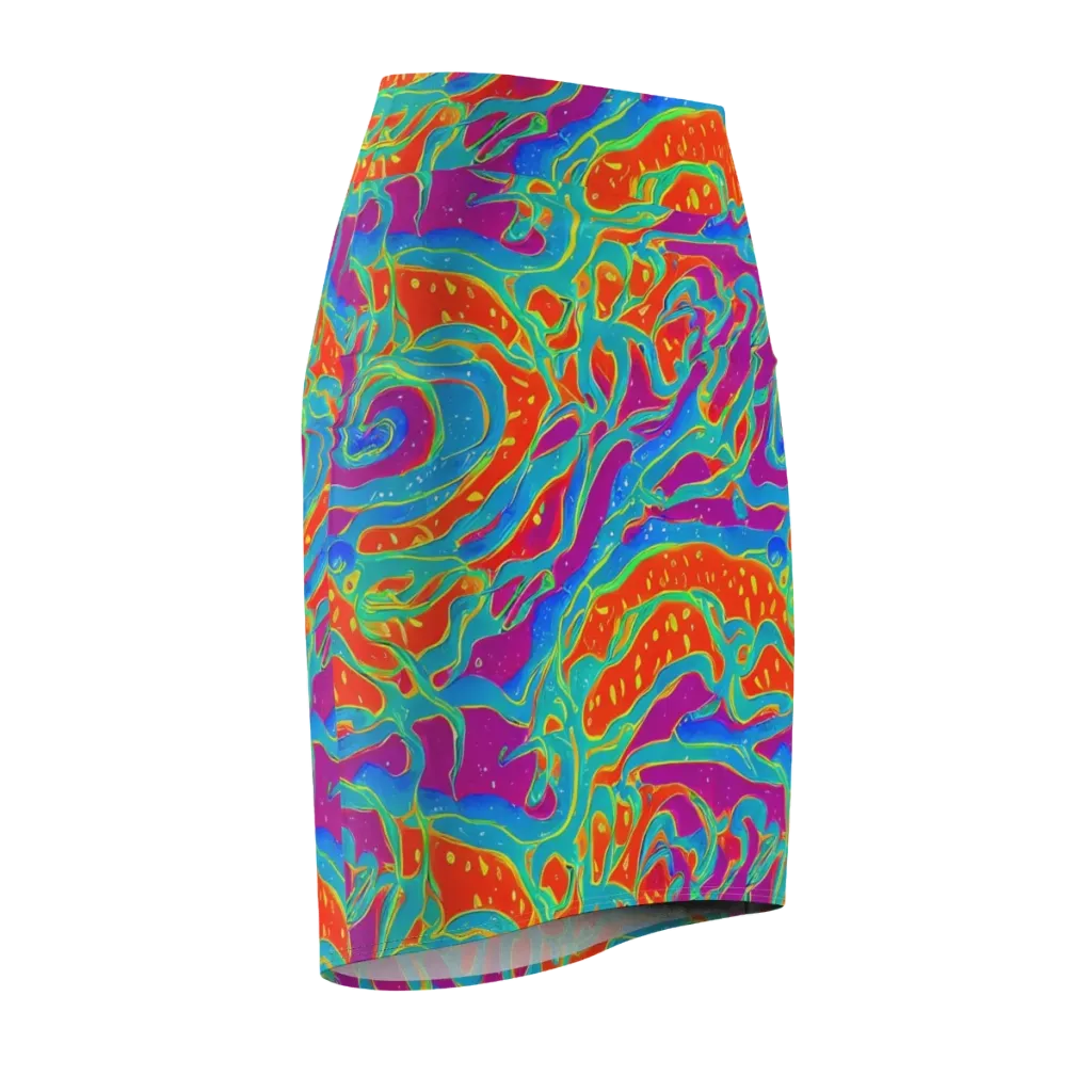 Magma Current on Pencil Skirt — Front Side