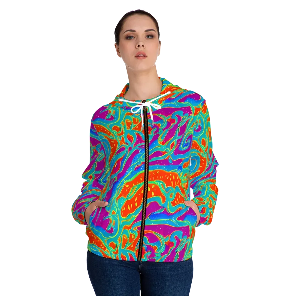 Magma Current on Women's Full-Zip Hoodie — Front On Person