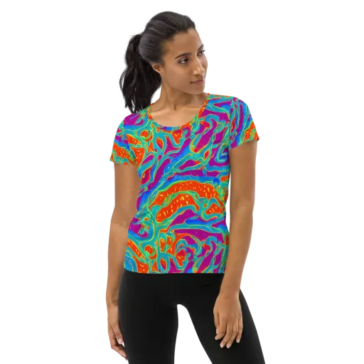 Magma Current on a Women's Athletic T-Shirt