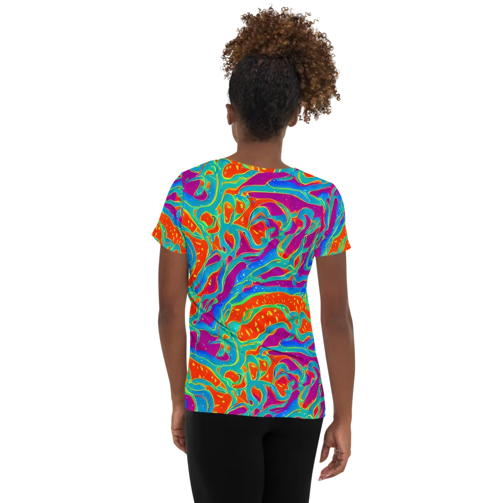 Magma Current on Women's Athletic T-Shirt — Back