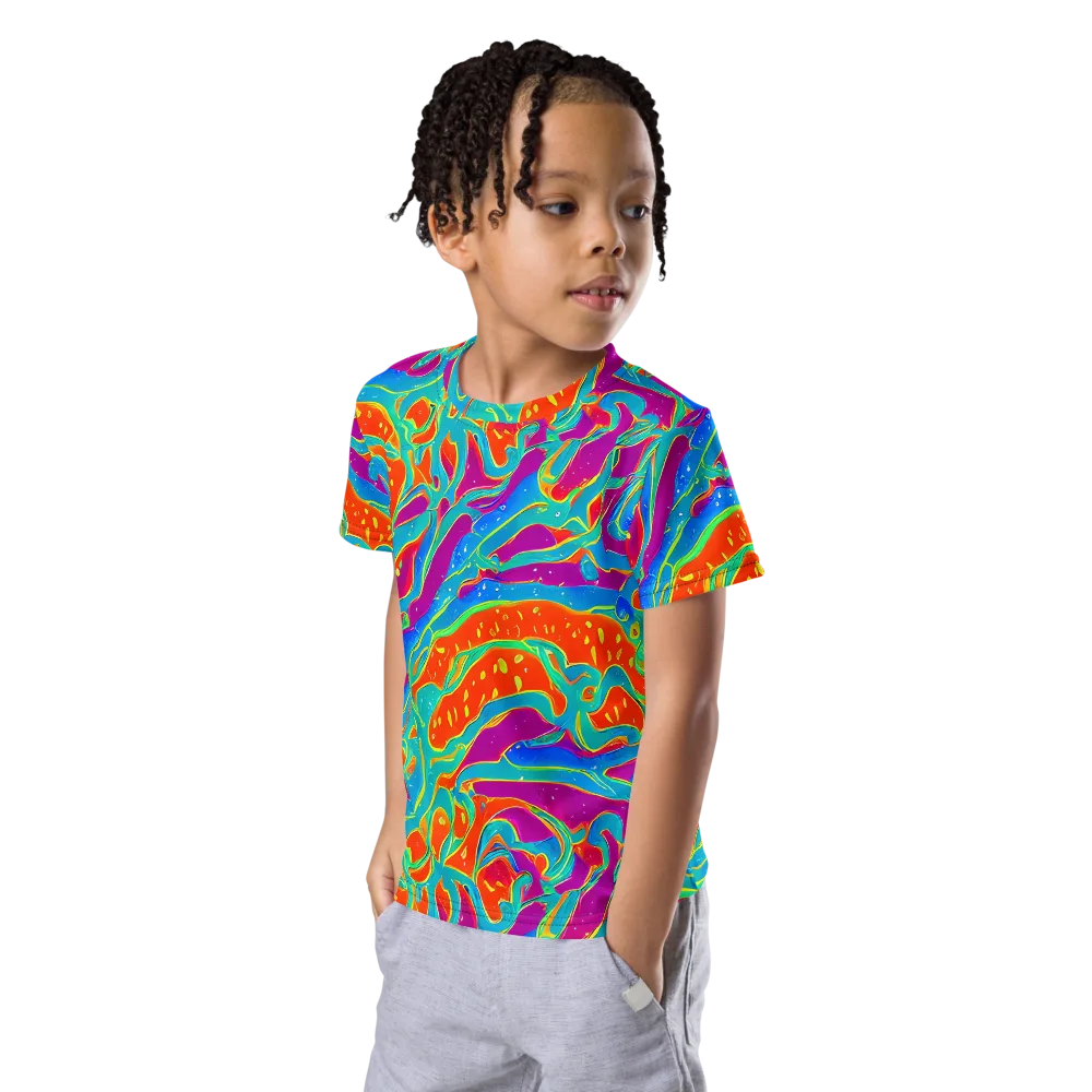 Magma Current on Kids Crew Neck T-Shirt — Left Front