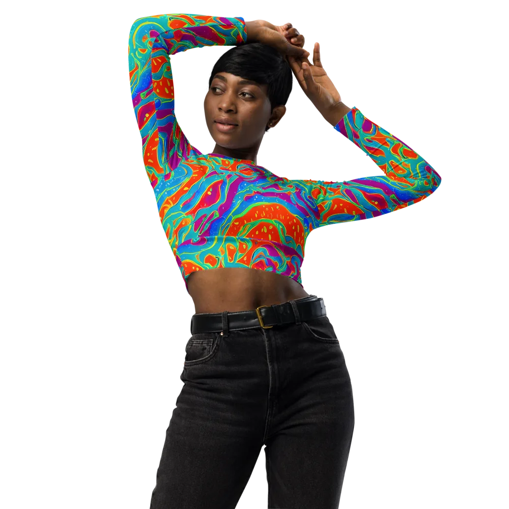 Magma Current on Long Sleeve Crop Top — Front