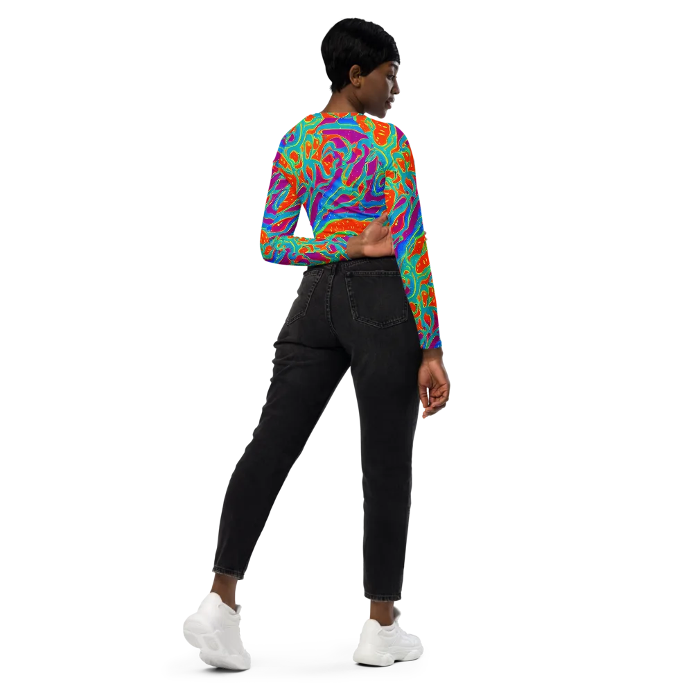 Magma Current on Long Sleeve Crop Top — Right Back