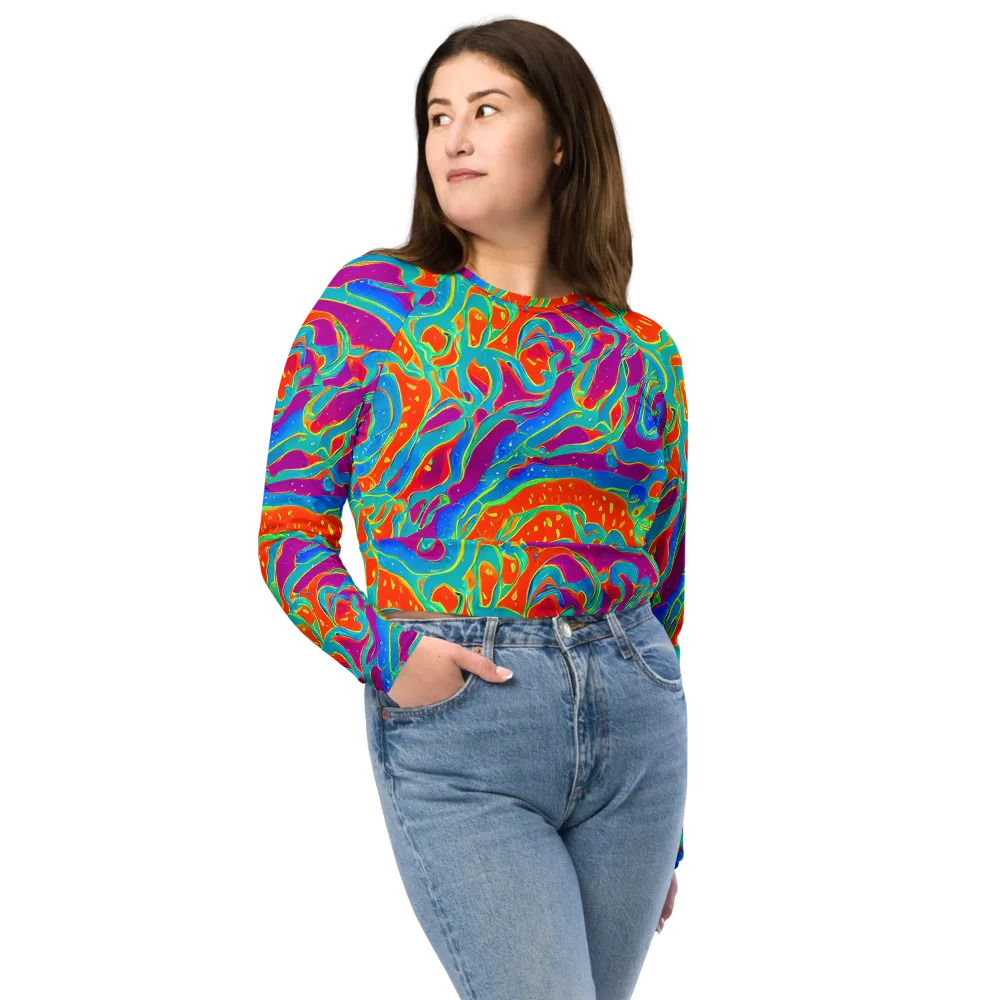 Magma Current on Long Sleeve Crop Top — Front