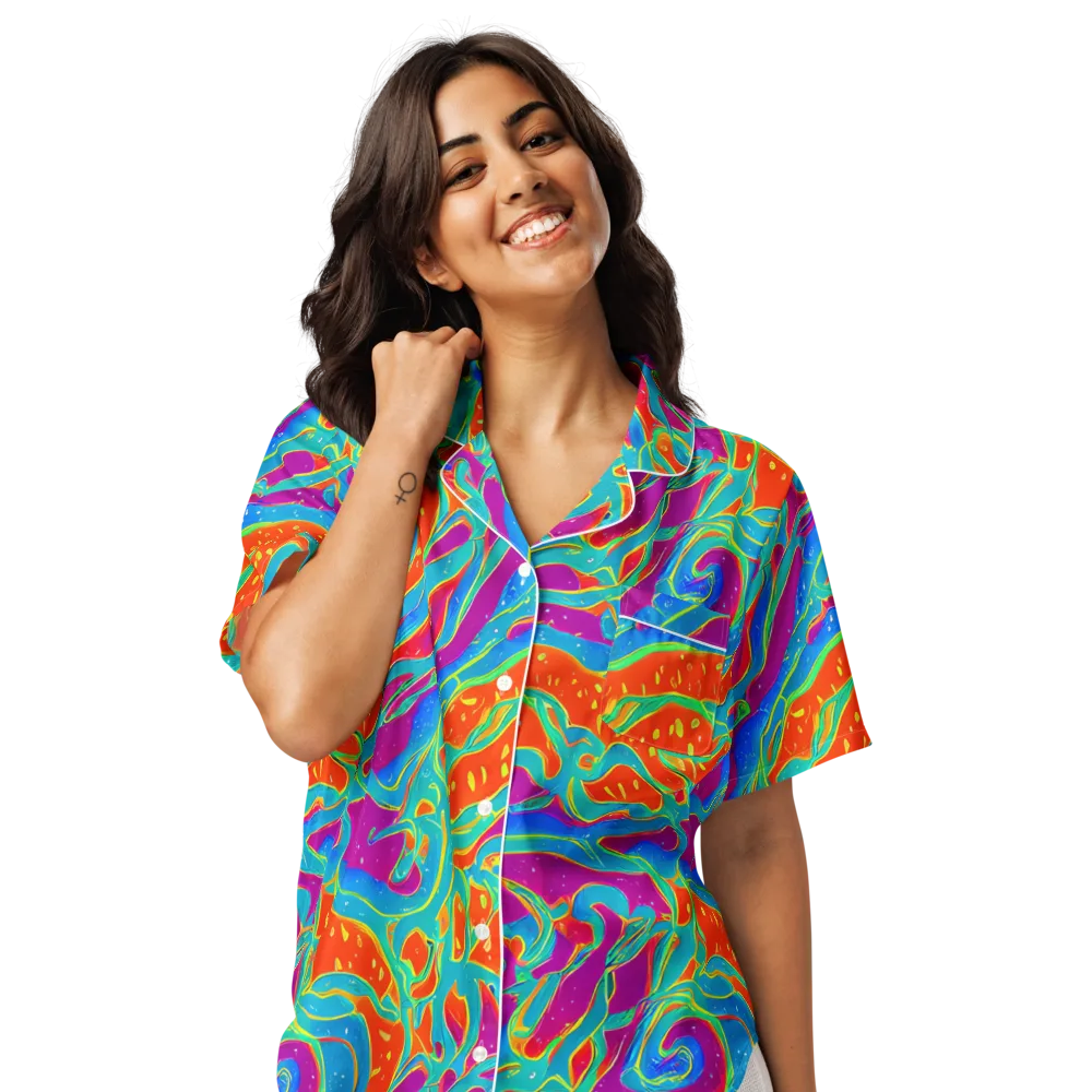 Magma Current on Women's Short Sleeve Pajama Top — Front