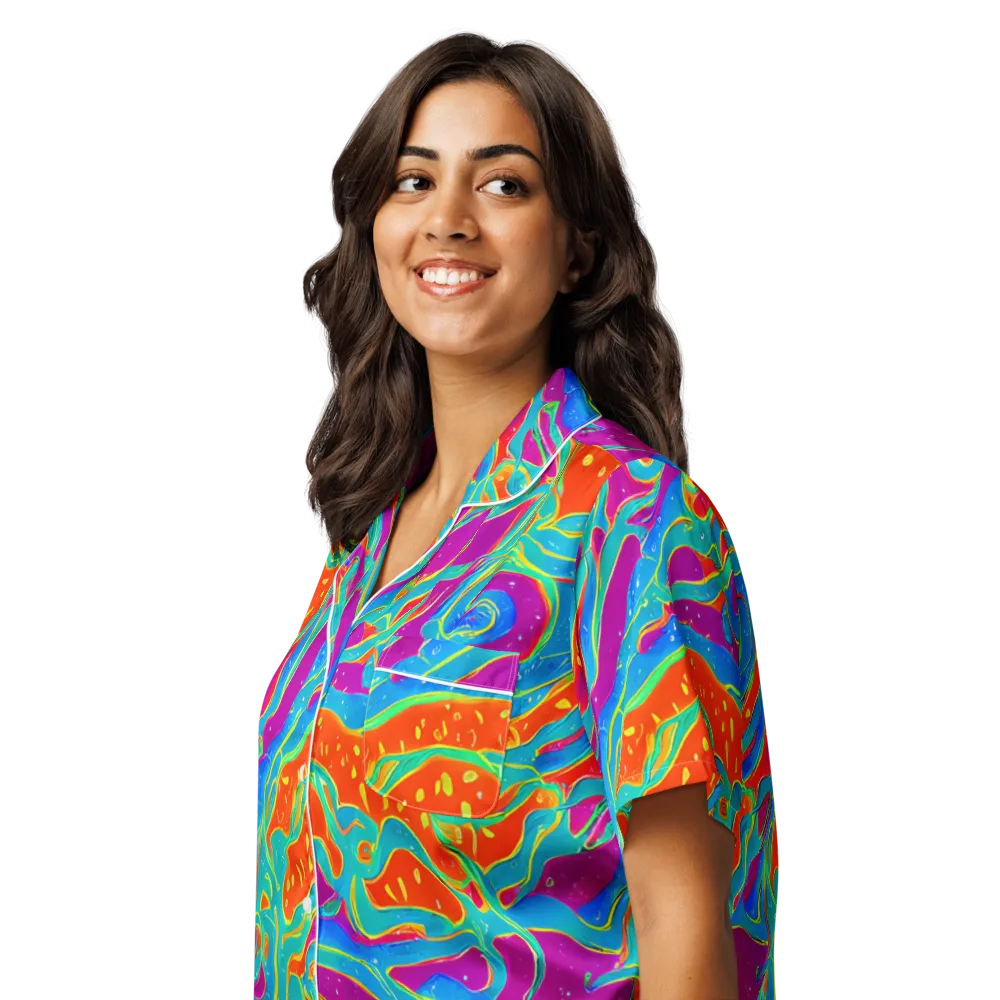 Magma Current on Women's Short Sleeve Pajama Top — Left Front