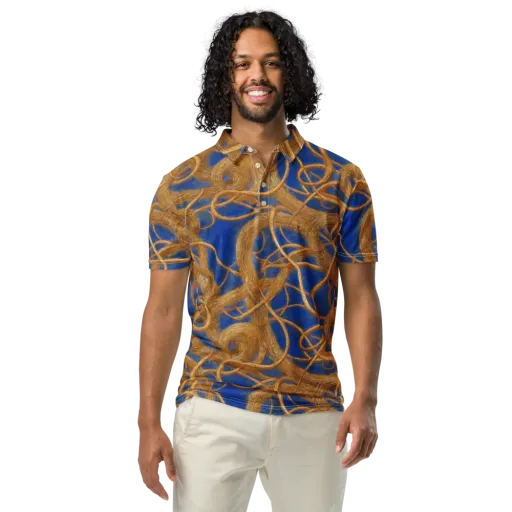 Gilded Tangle on a Men's Slim Fit Polo Shirt