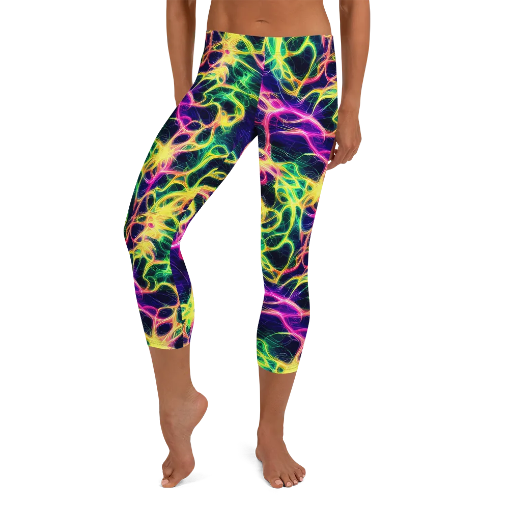 Prism Veins on Capri Leggings — Front