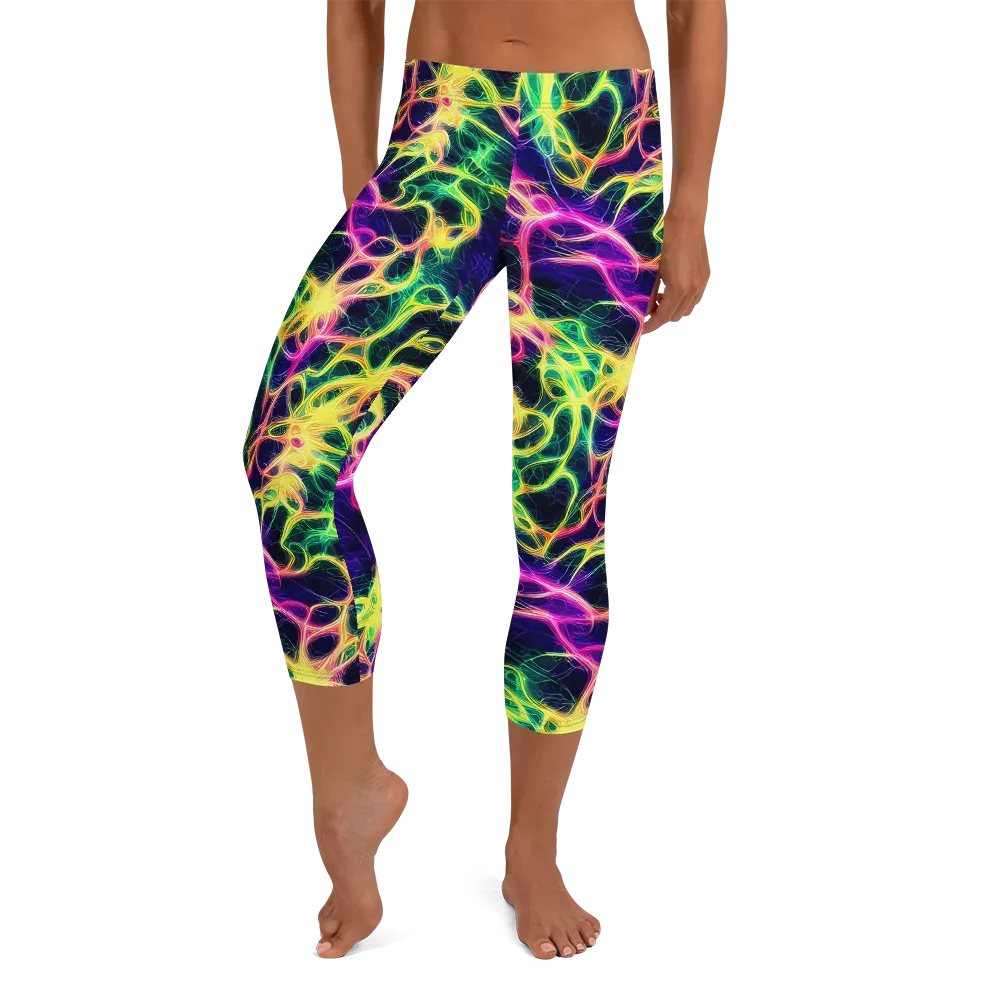 Prism Veins on Capri Leggings — Front