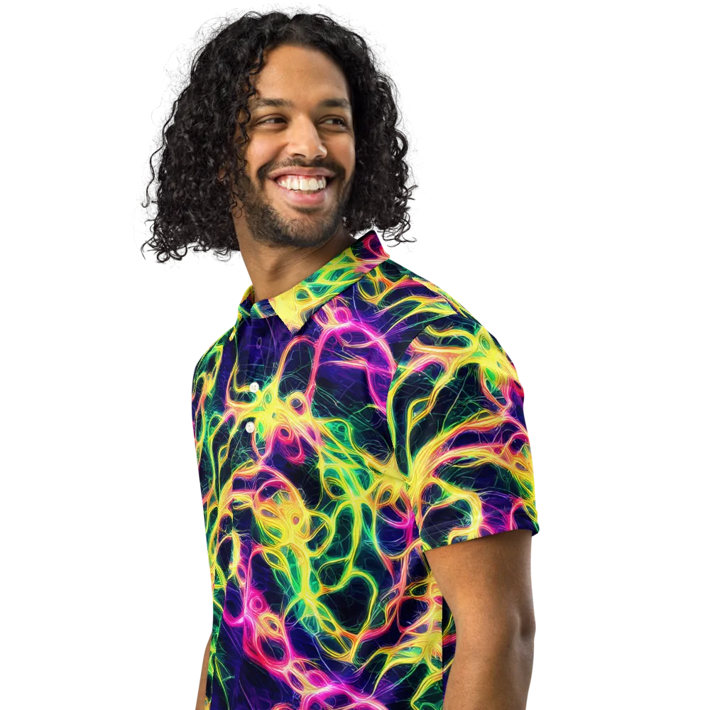 Prism Veins on Men's Slim Fit Polo Shirt — Left Front