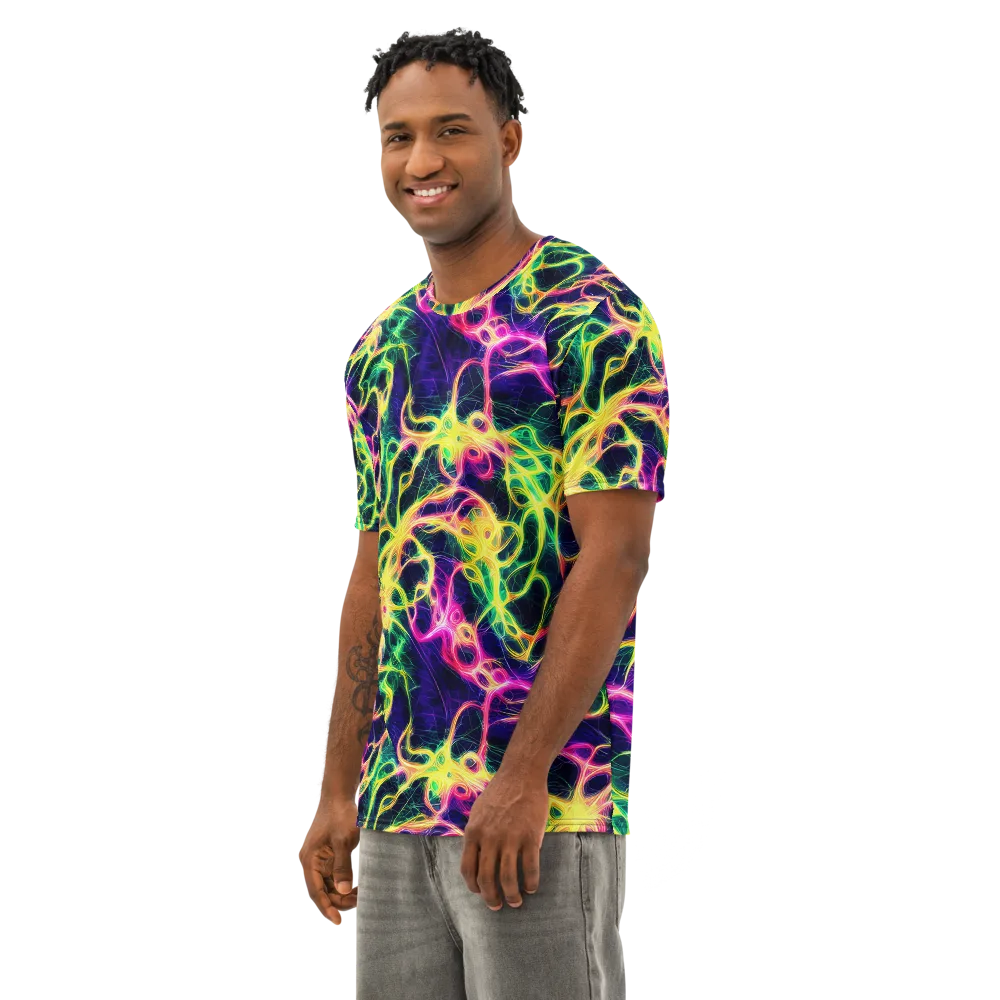 Prism Veins on Men's Cotton Crew Neck T-Shirt — Left Front
