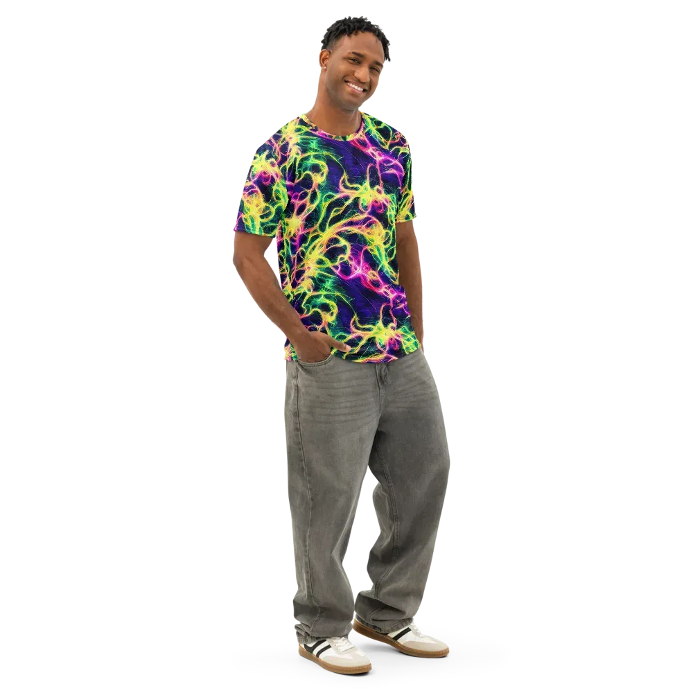 Prism Veins on Men's Cotton Crew Neck T-Shirt — Right Front