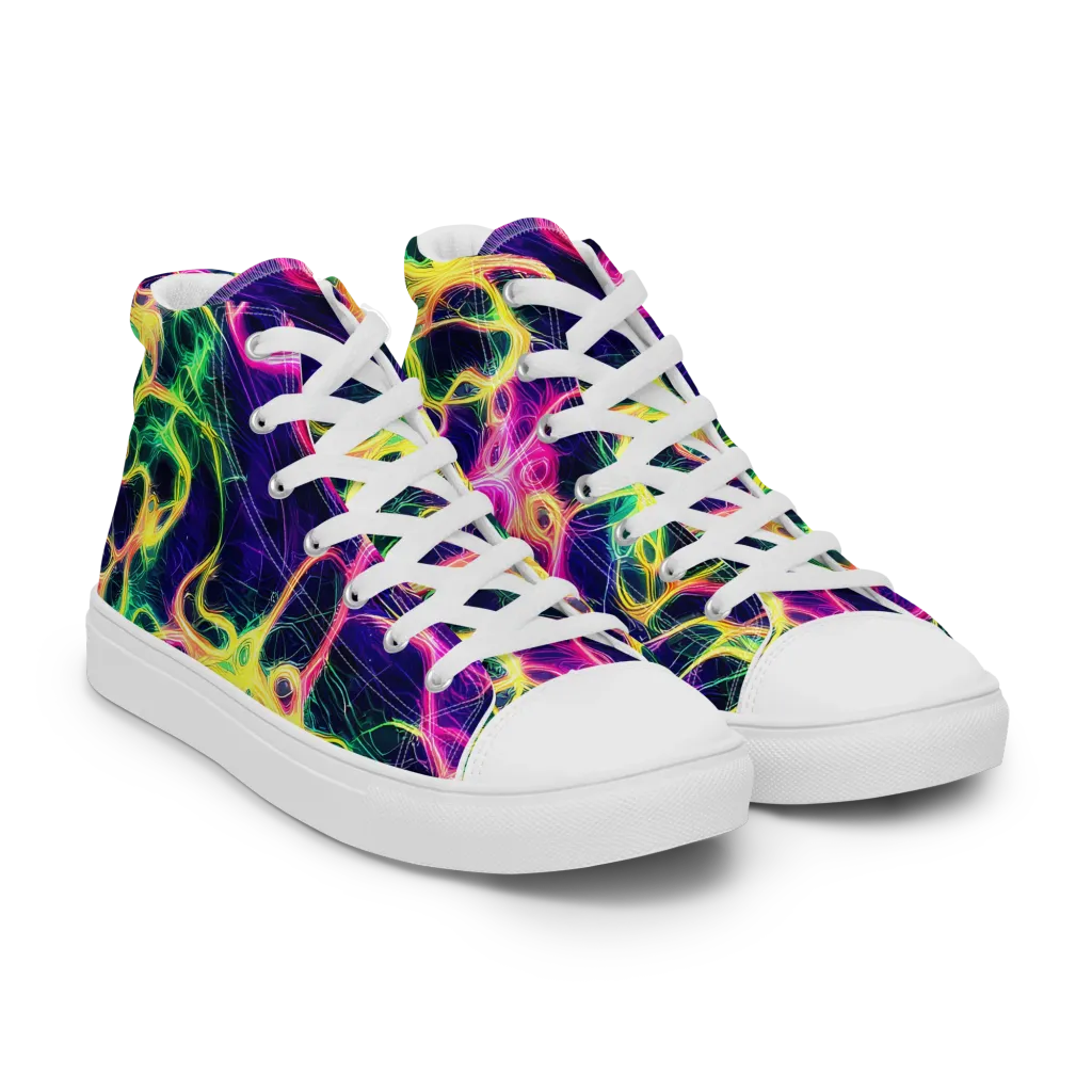 Prism Veins on Men's High Top Canvas Shoes — Right Front