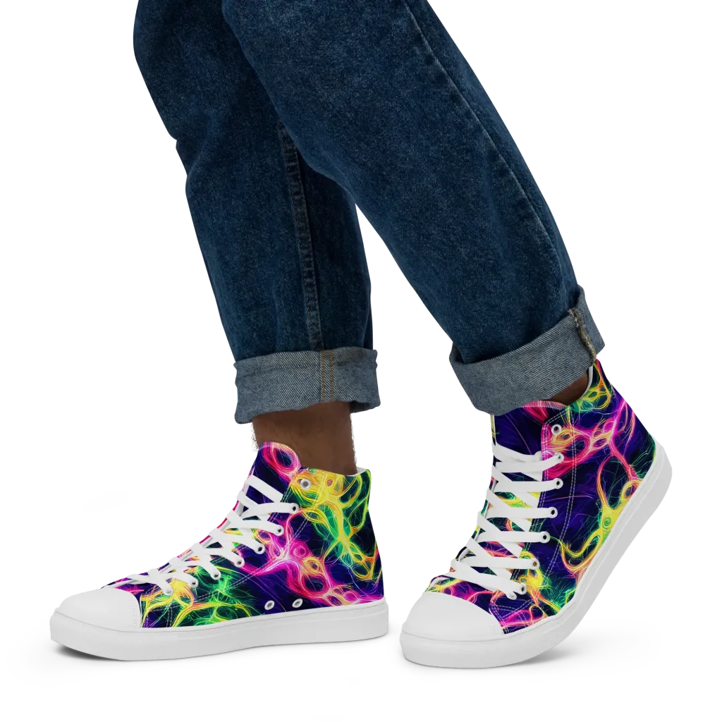 Prism Veins on Men's High Top Canvas Shoes — Left