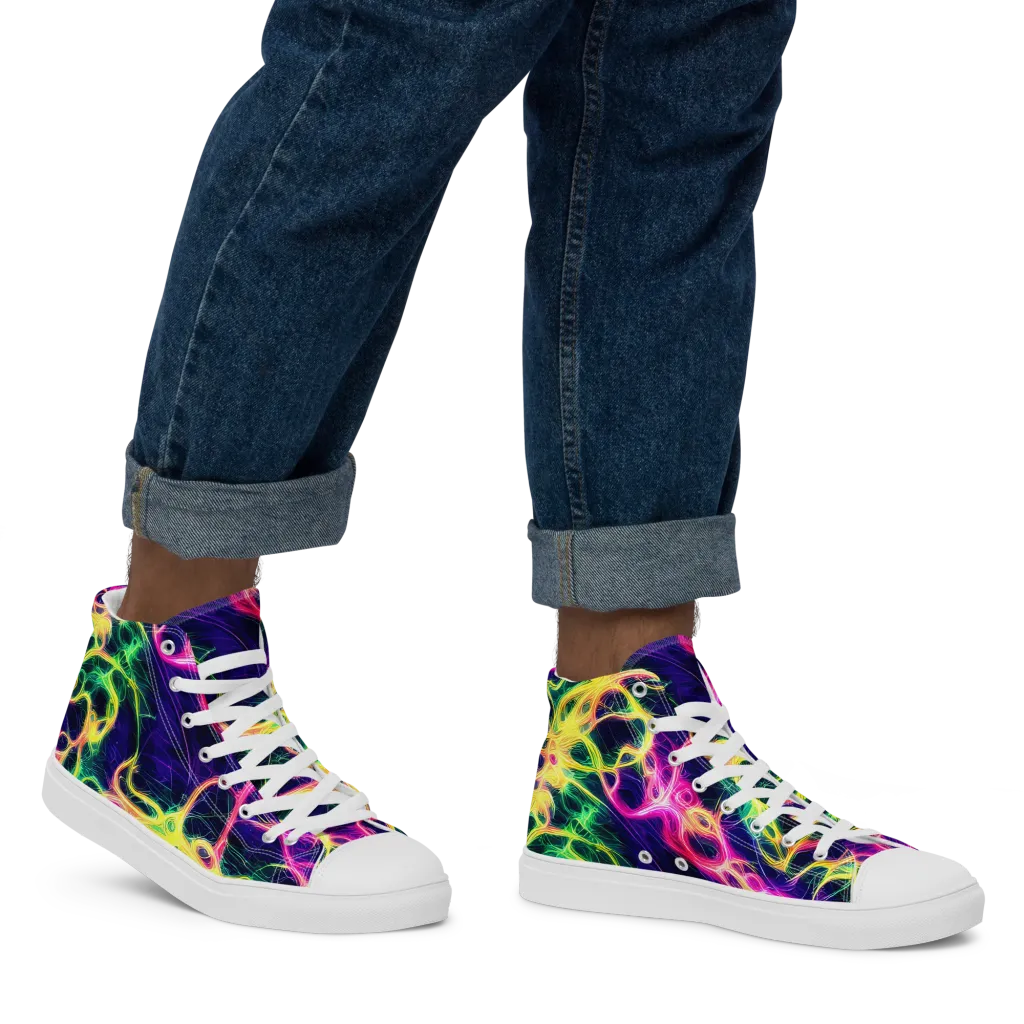 Prism Veins on Men's High Top Canvas Shoes — Right