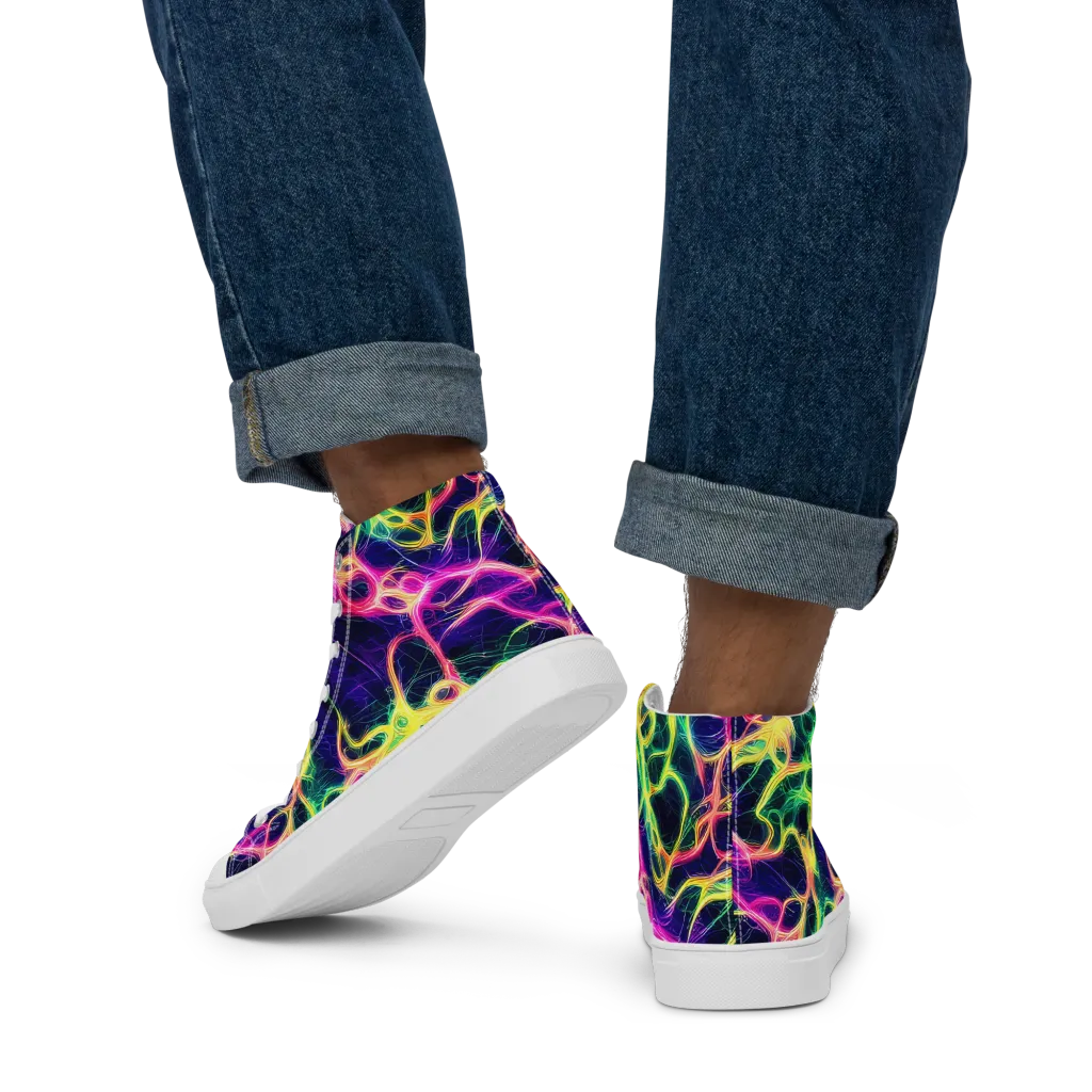 Prism Veins on Men's High Top Canvas Shoes — Back