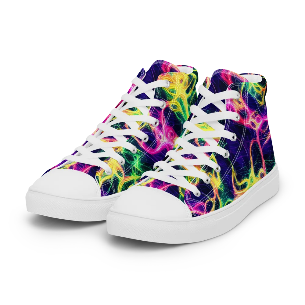 Prism Veins on Women's High Top Canvas Shoes — Left Front