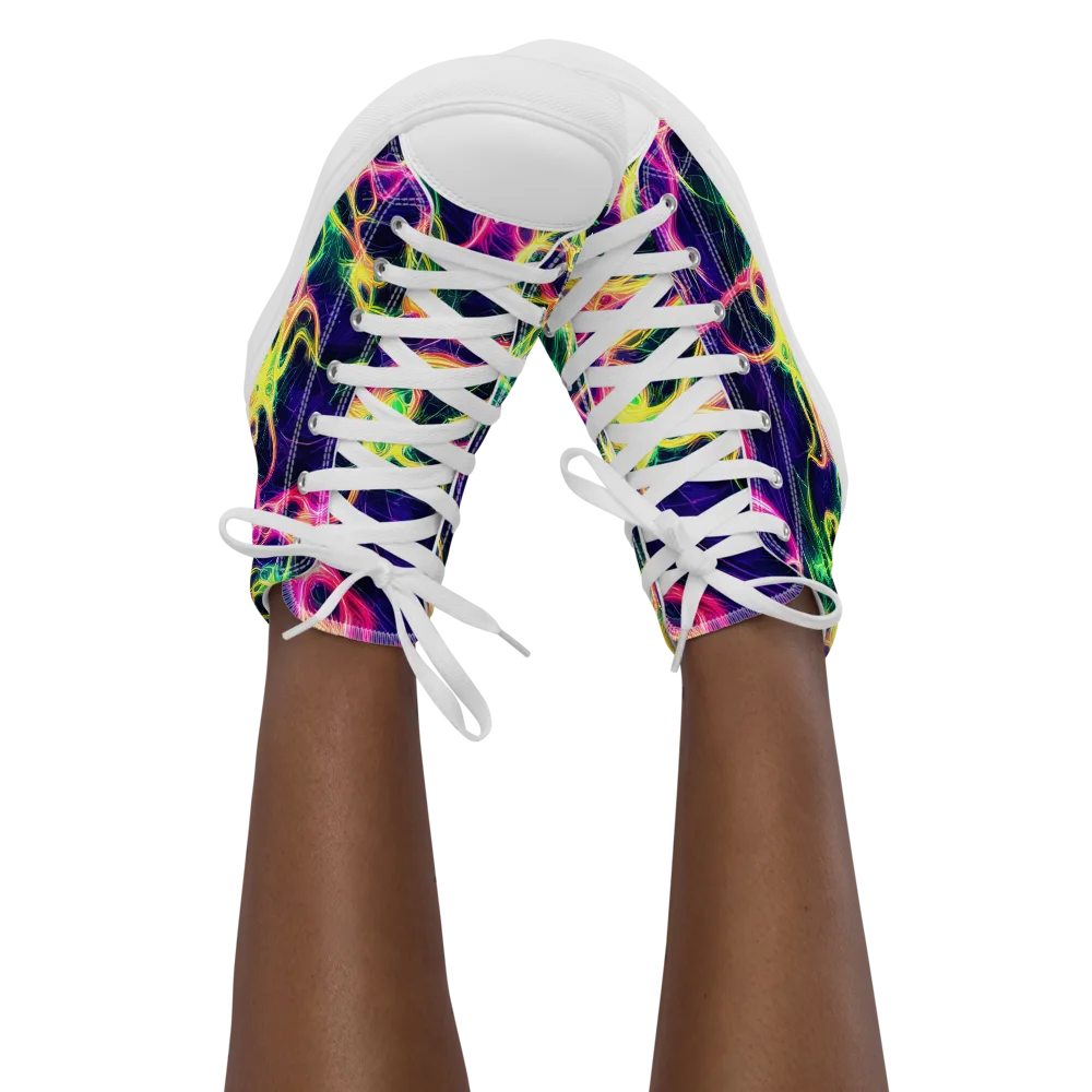 Prism Veins on Women's High Top Canvas Shoes — Front