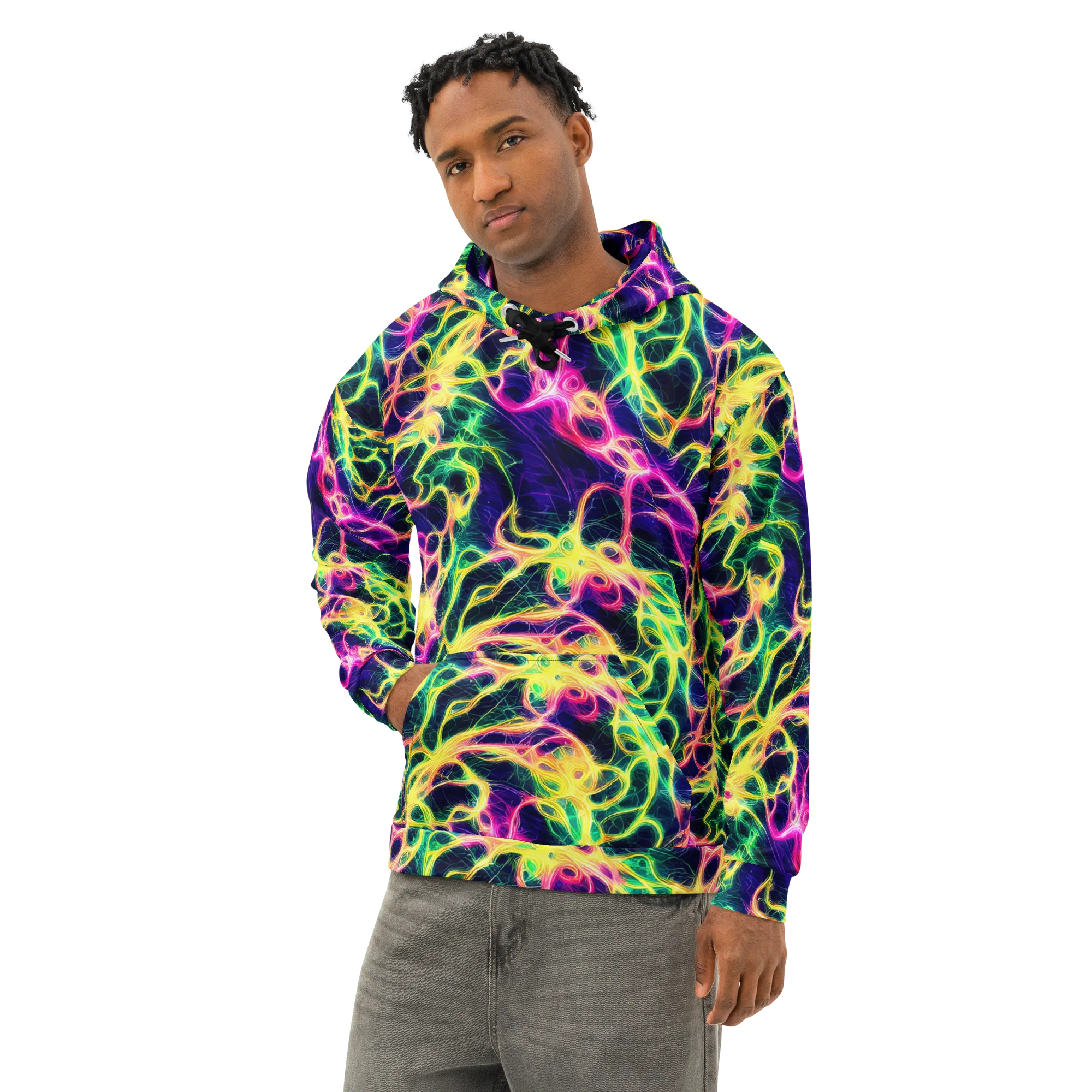 Prism Veins on Cotton Hoodie — Left Front