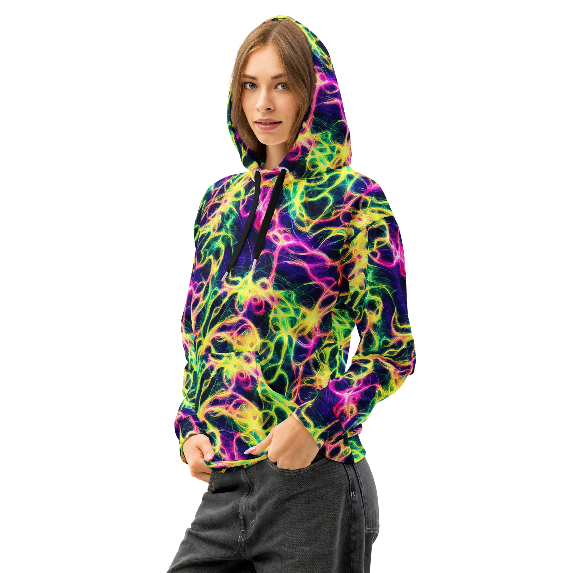 Prism Veins on Cotton Hoodie — Left Front
