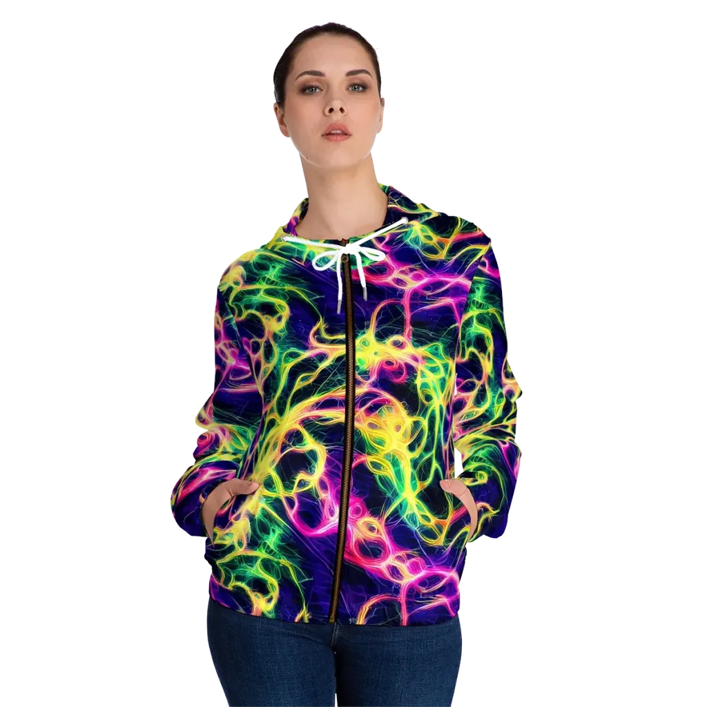 Prism Veins on Women's Full-Zip Hoodie — Front On Person