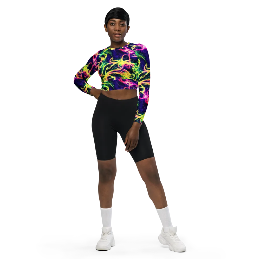 Prism Veins on Long Sleeve Crop Top — Front