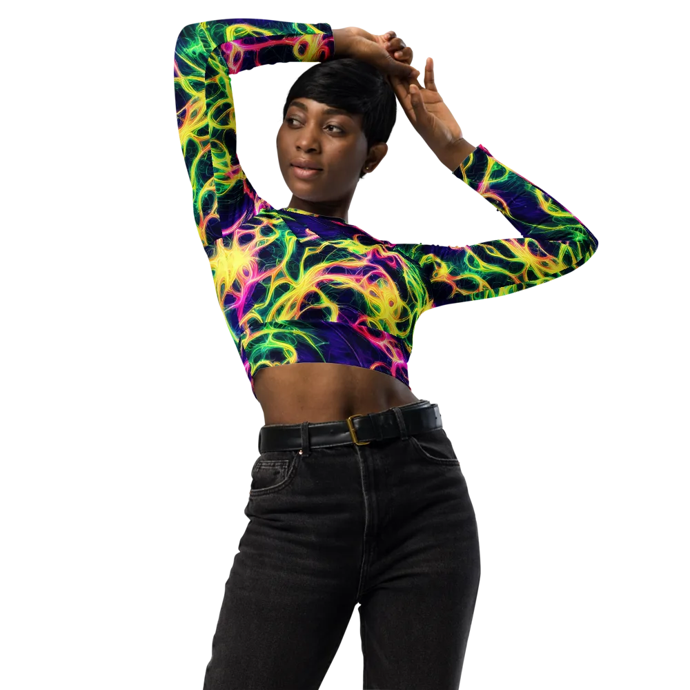 Prism Veins on Long Sleeve Crop Top — Front