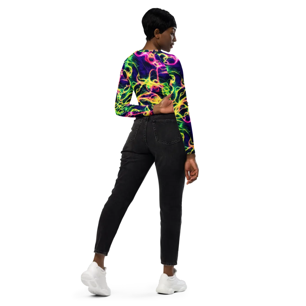 Prism Veins on Long Sleeve Crop Top — Right Back