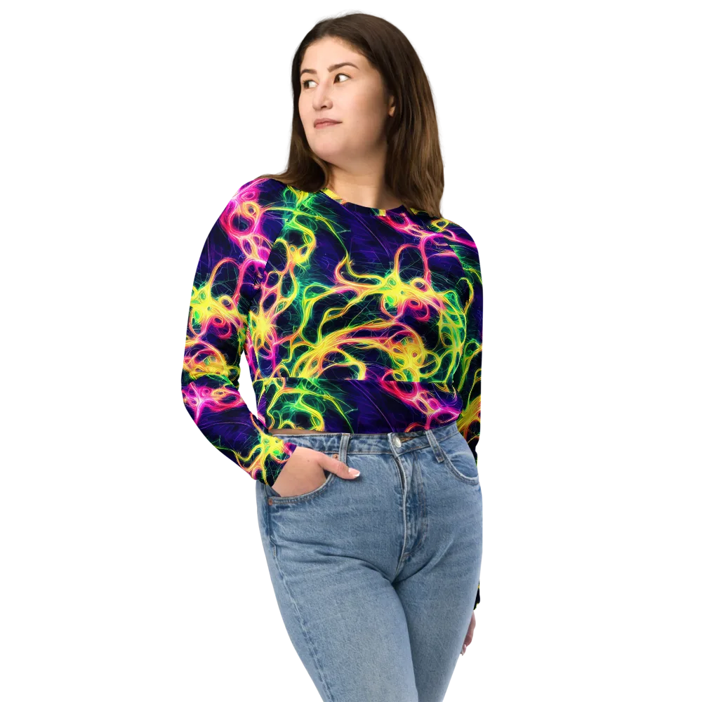 Prism Veins on Long Sleeve Crop Top — Front