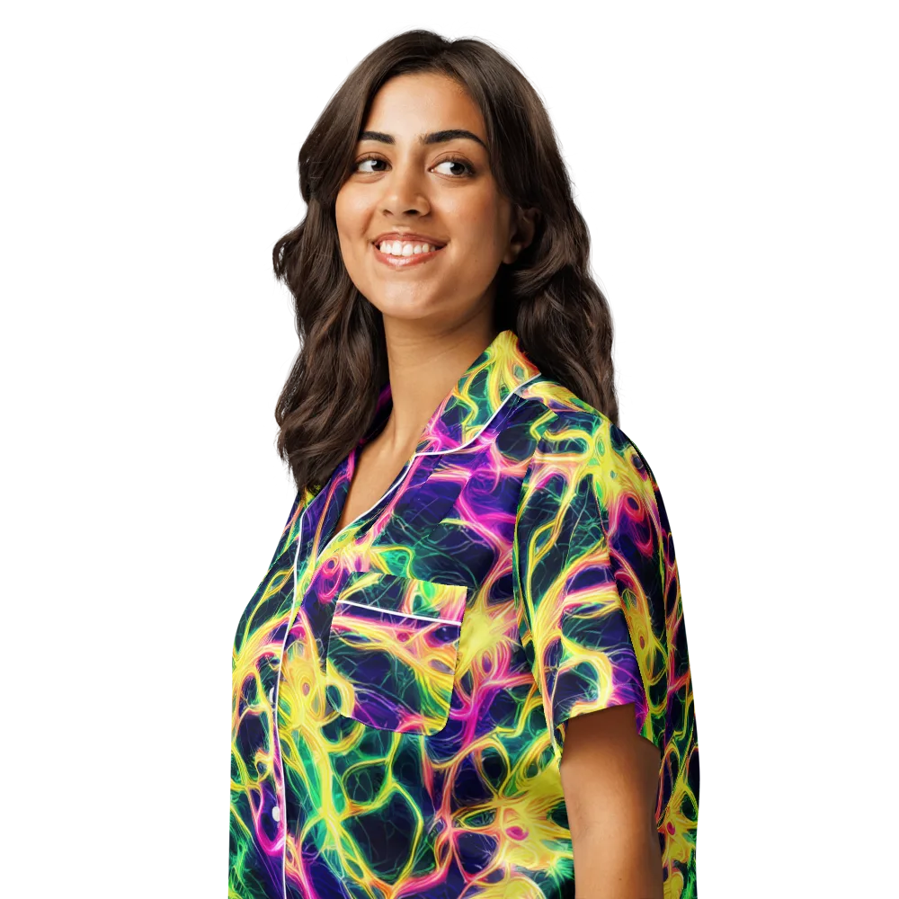 Prism Veins on Women's Short Sleeve Pajama Top — Left Front