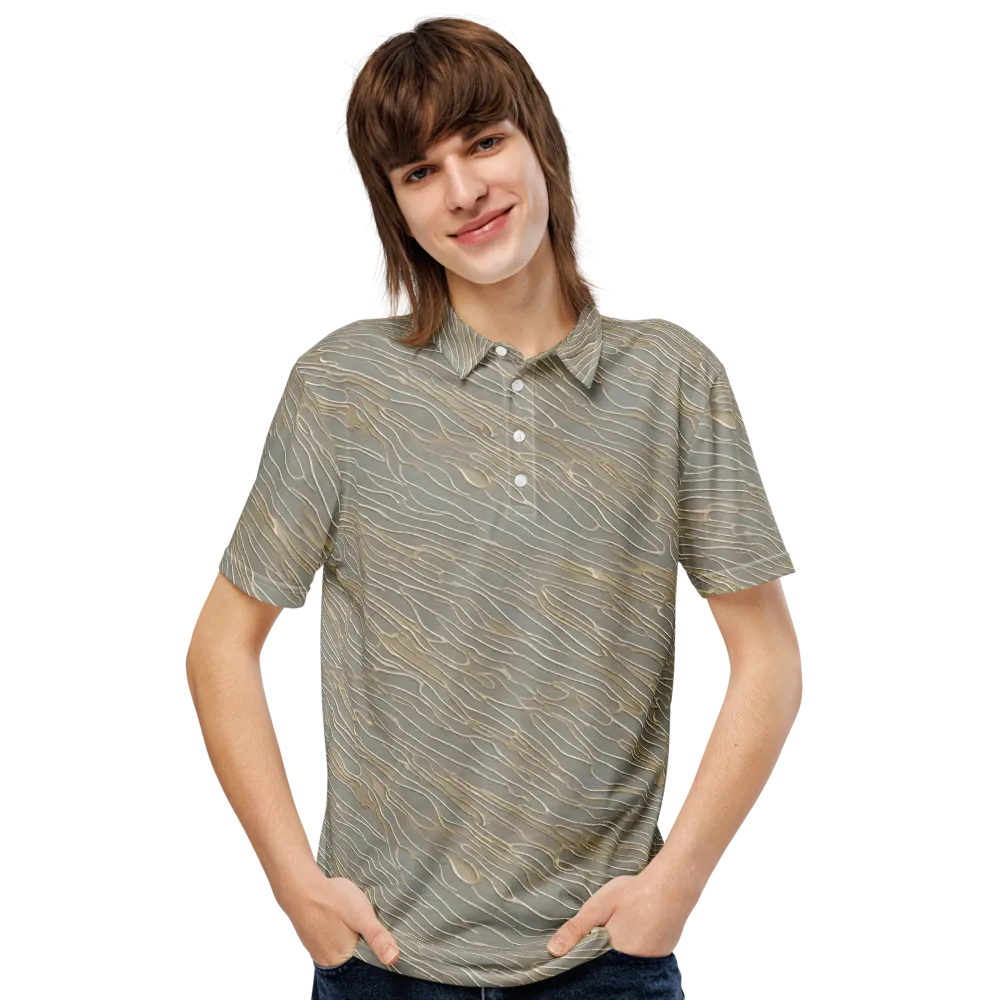Champagne Current on Men's Slim Fit Polo Shirt — Front