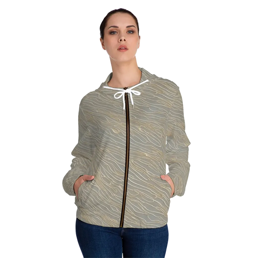 Champagne Current on Women's Full-Zip Hoodie — Front On Person