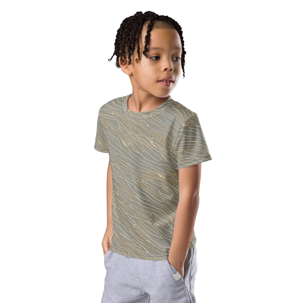 Champagne Current on Kids Crew Neck T-Shirt — Left Front