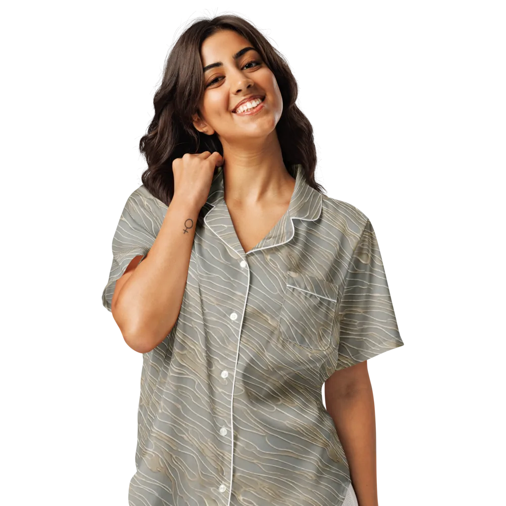 Champagne Current on Women's Short Sleeve Pajama Top — Front