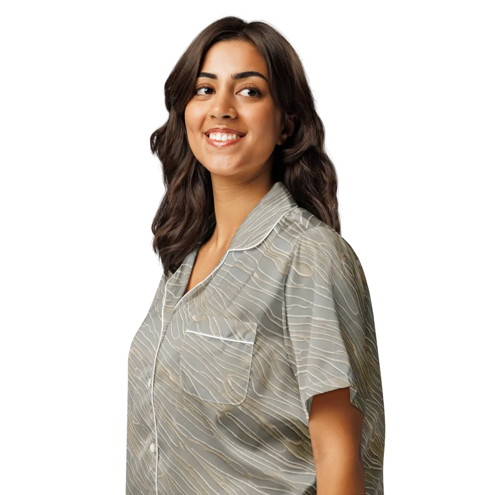Champagne Current on Women's Short Sleeve Pajama Top — Left Front