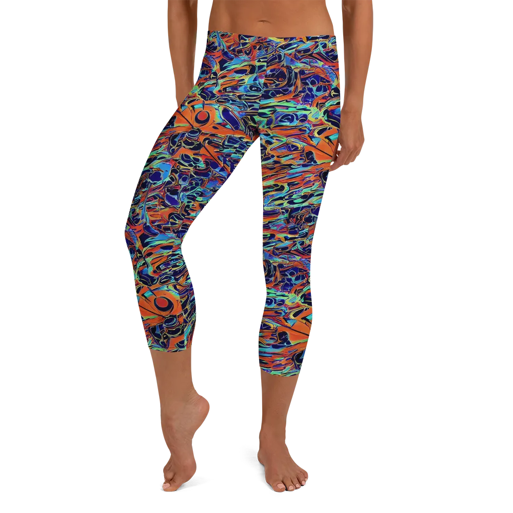 Tangerine Koi on Capri Leggings — Front