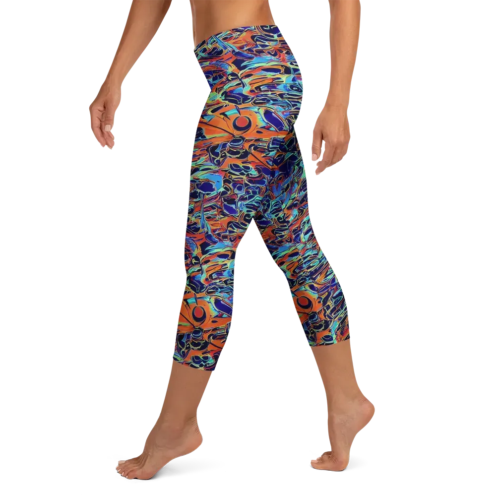 Tangerine Koi on Capri Leggings — Left