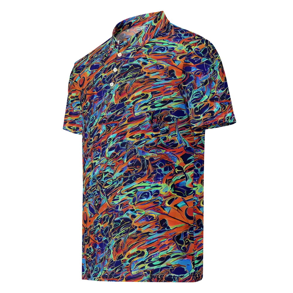 Tangerine Koi on Men's Slim Fit Polo Shirt — Left Front
