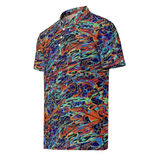 Tangerine Koi on a Men's Slim Fit Polo Shirt