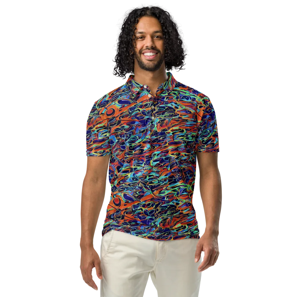Tangerine Koi on Men's Slim Fit Polo Shirt — Front