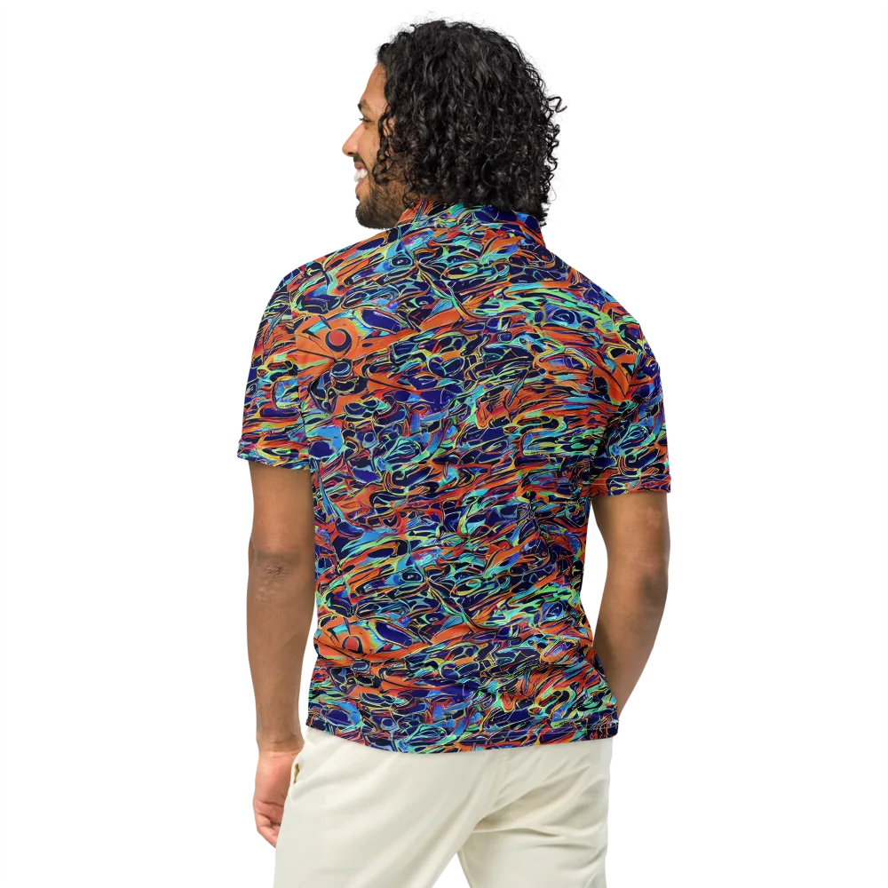 Tangerine Koi on Men's Slim Fit Polo Shirt — Back