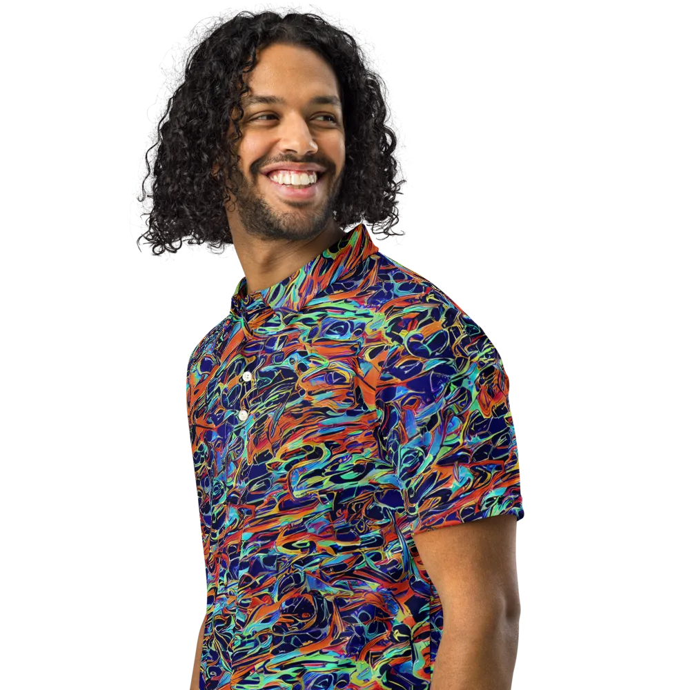 Tangerine Koi on Men's Slim Fit Polo Shirt — Left Front