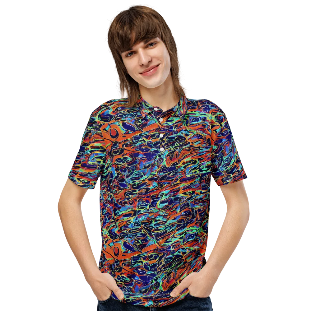 Tangerine Koi on Men's Slim Fit Polo Shirt — Front
