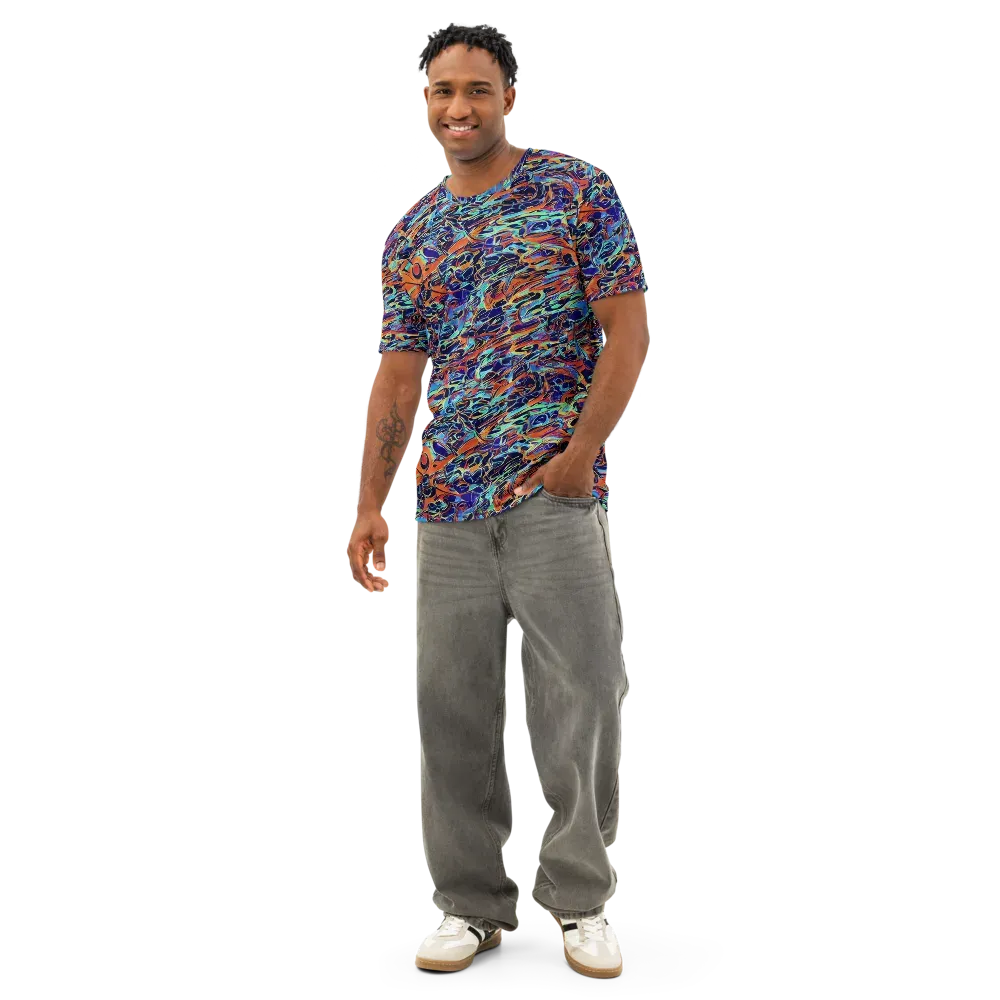 Tangerine Koi on Men's Cotton Crew Neck T-Shirt — Front