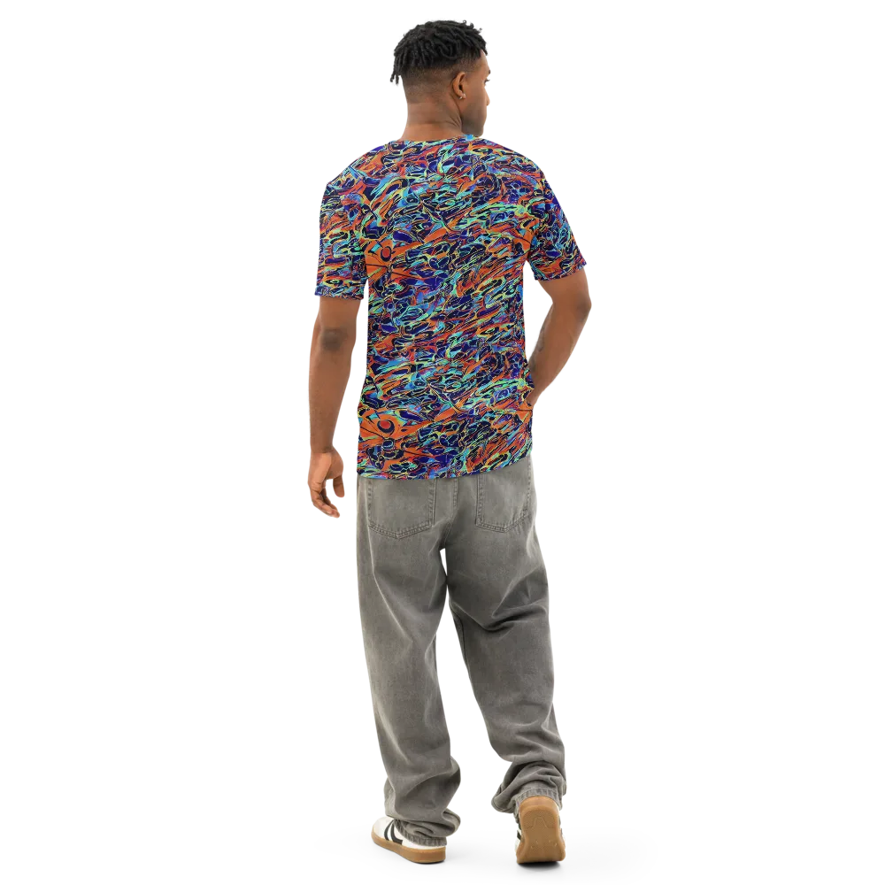 Tangerine Koi on Men's Cotton Crew Neck T-Shirt — Back