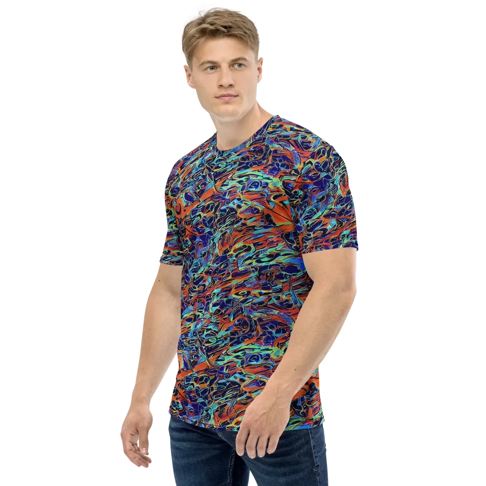 Tangerine Koi on Men's Crew Neck T-Shirt — Left